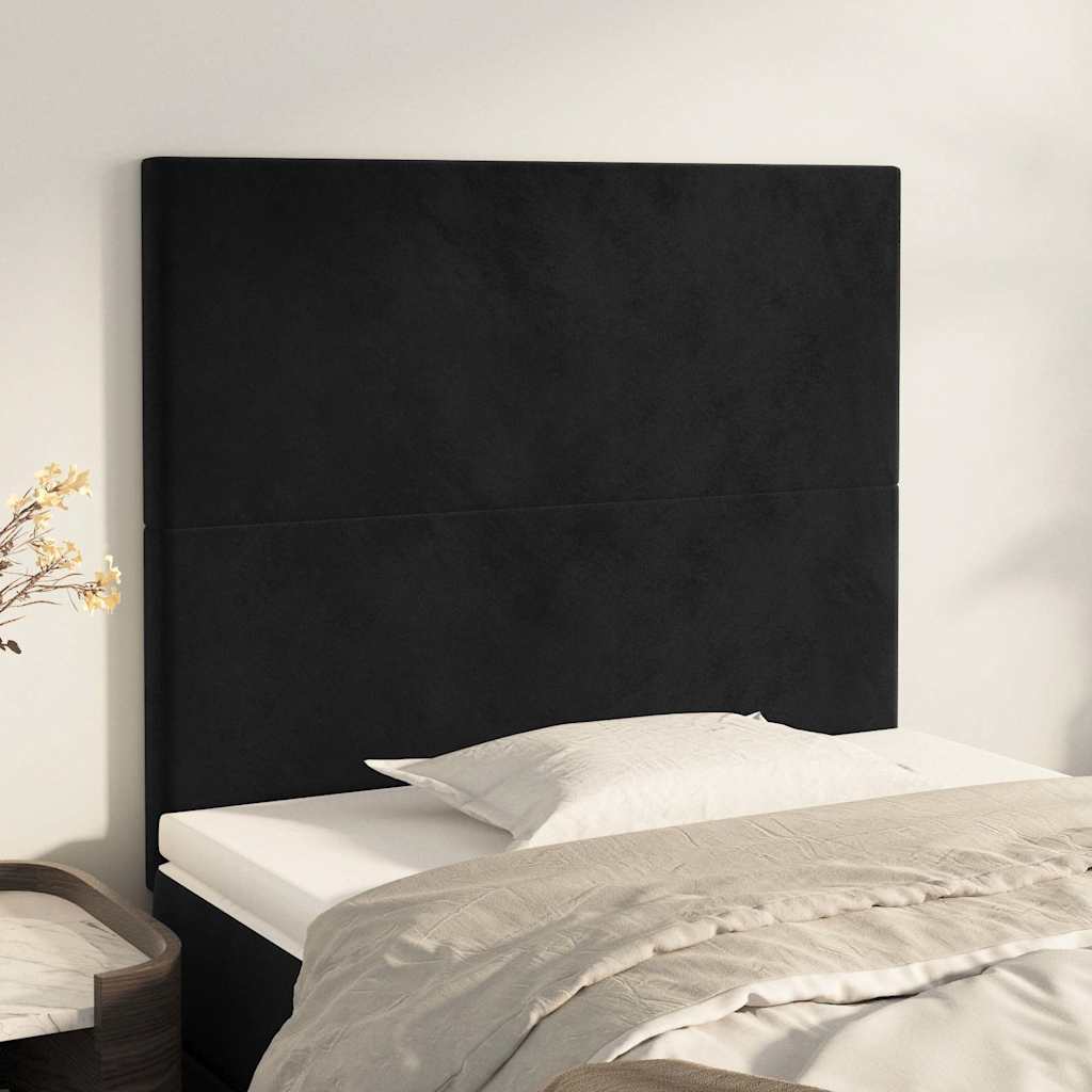 Kopfteil Schwarz 80x5x118/128 cm Samt
