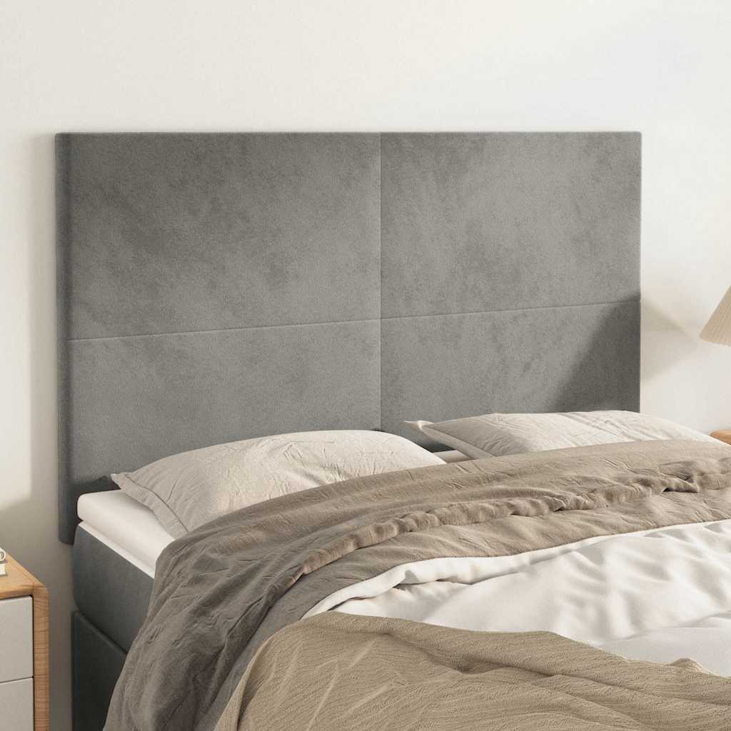 Kopfteil Hellgrau 144x5x118/128 cm Samt