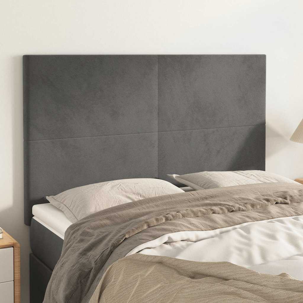 Kopfteil Dunkelgrau 144 x 5 x 118/128 cm Samt
