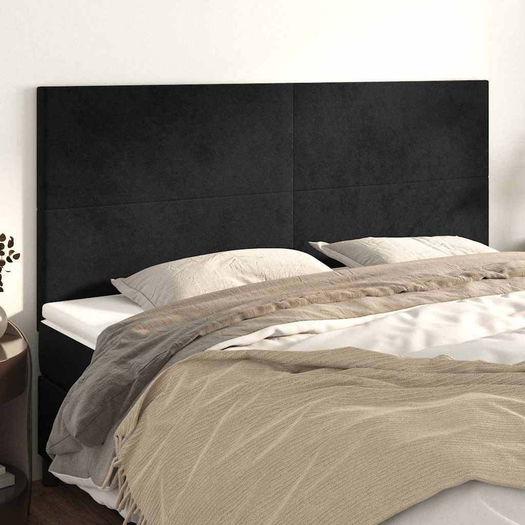 Kopfteil Schwarz 160x5x118/128 cm Samt