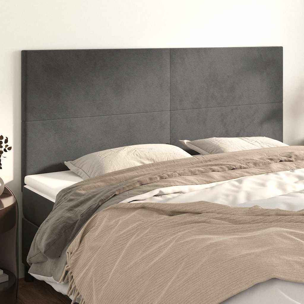 Kopfteil Dunkelgrau 180 x 5 x 118/128 cm Samt
