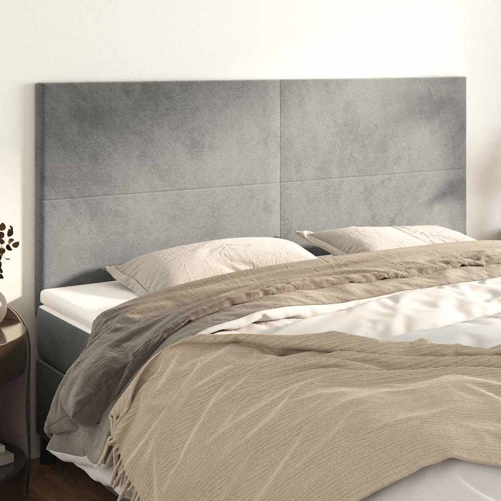 Kopfteil Hellgrau 200 x 5 x 118/128 cm Samt