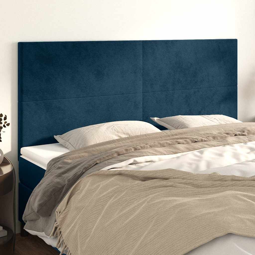 Kopfteil Dunkelblau 200 x 5 x 118/128 cm Samt