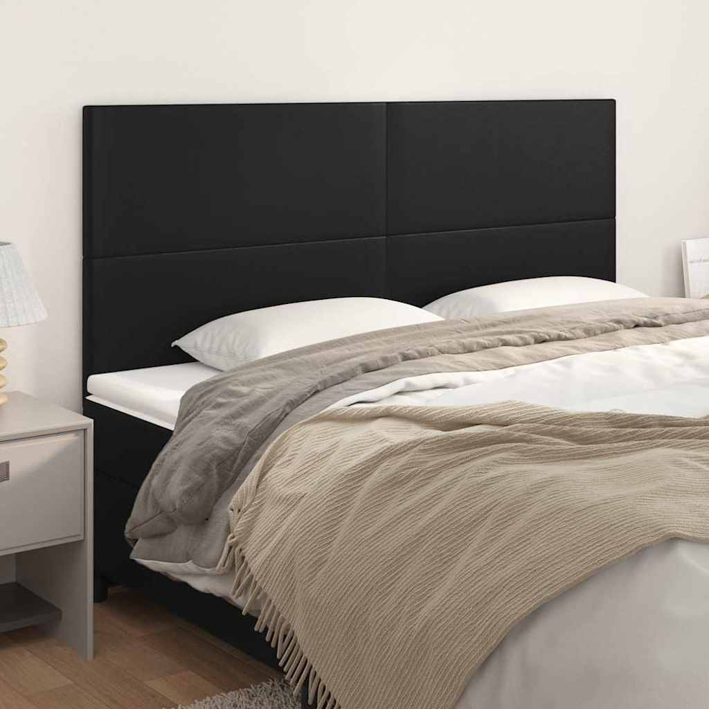 Kopfteil Schwarz 200x5x118/128 cm Kunstleder
