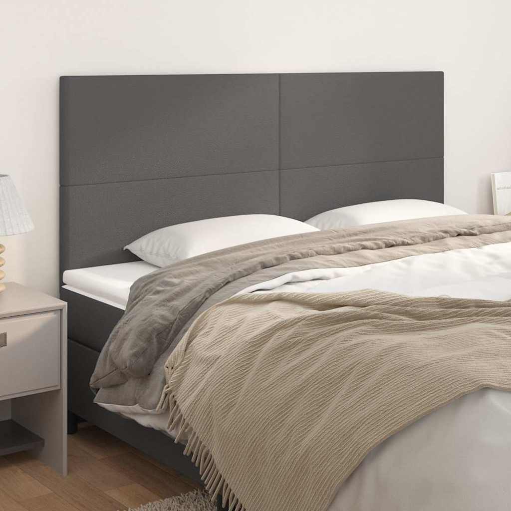Kopfteil Grau 200x5x118/128 cm Kunstleder