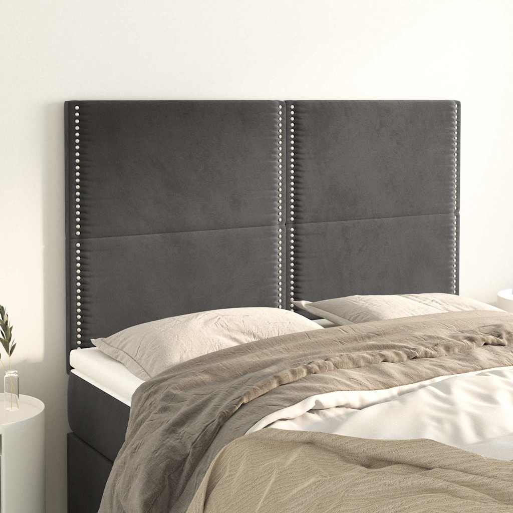 Kopfteil Dunkelgrau 144 x 5 x 118/128 cm Samt
