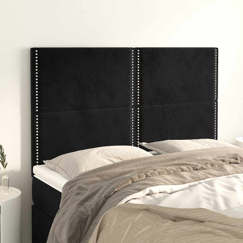 Kopfteil Schwarz 144x5x118/128 cm Samt