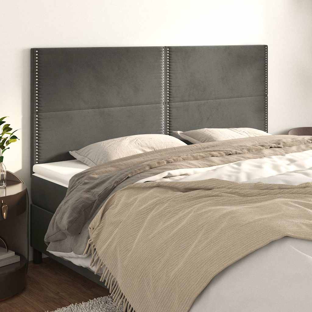 Kopfteil Dunkelgrau 180 x 5 x 118/128 cm Samt