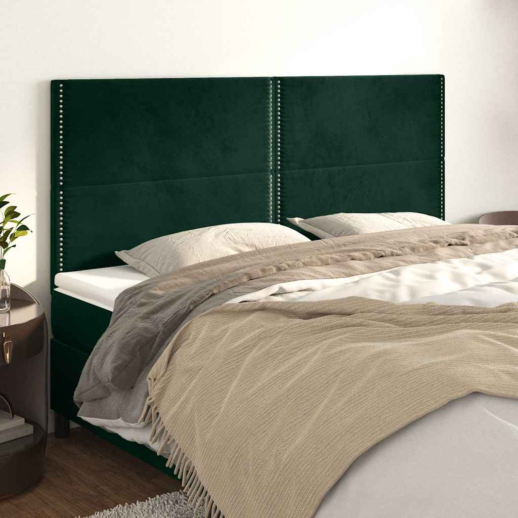 Kopfteil Dunkelgrün 200 x 5 x 118/128 cm Samt