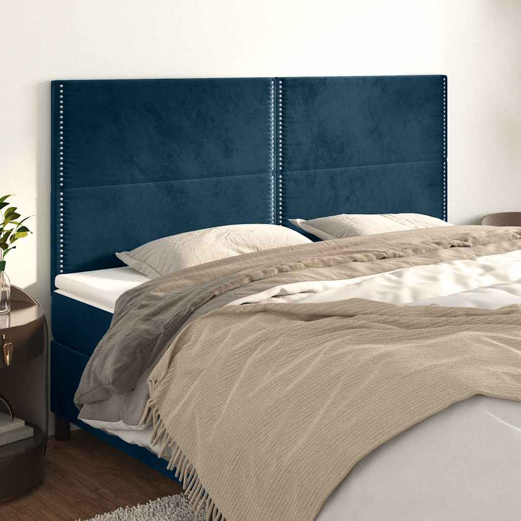 Kopfteil Dunkelblau 200 x 5 x 118/128 cm Samt