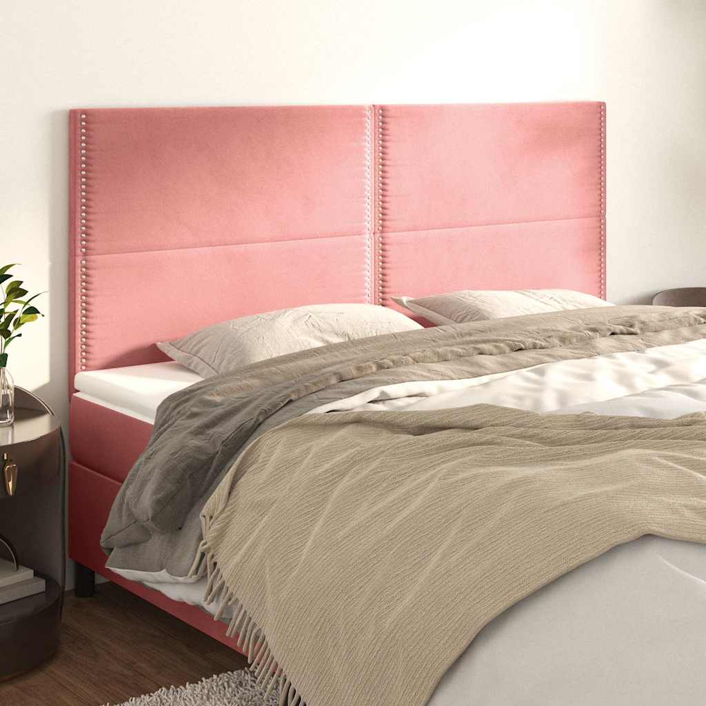 Kopfteil Rosa 200 x 5 x 118/128 cm Samt