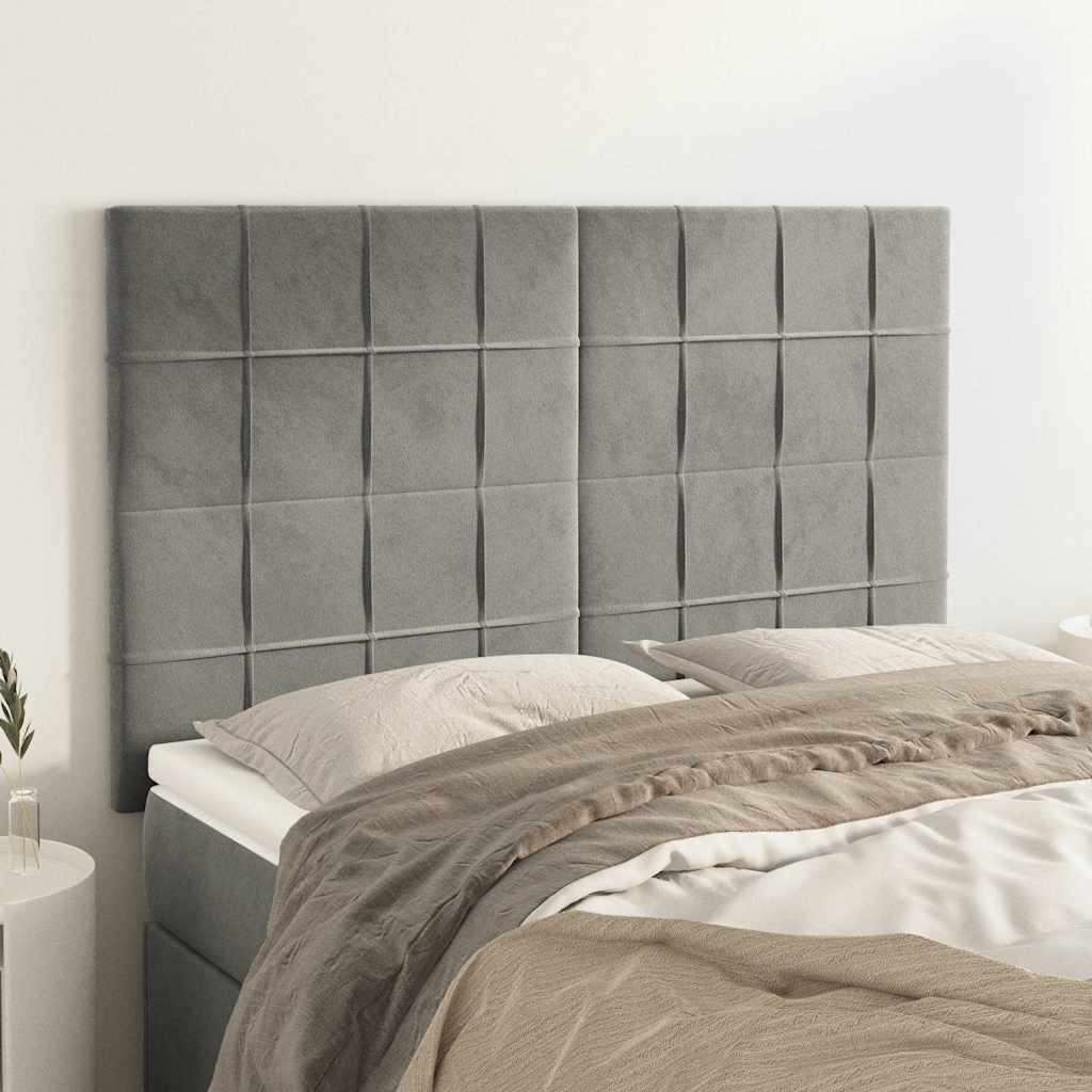 Kopfteil Hellgrau 144x5x118/128 cm Samt