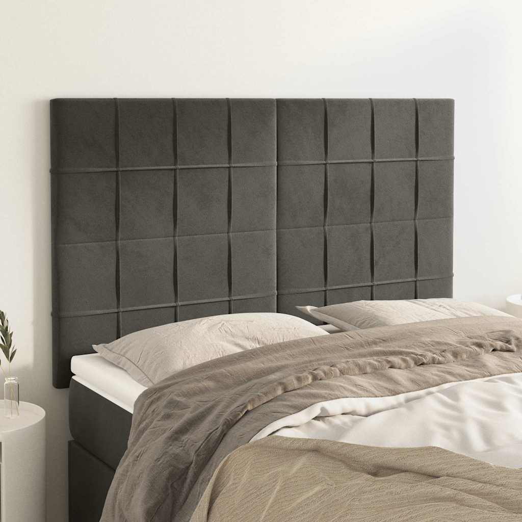 Kopfteil Dunkelgrau 144 x 5 x 118/128 cm Samt