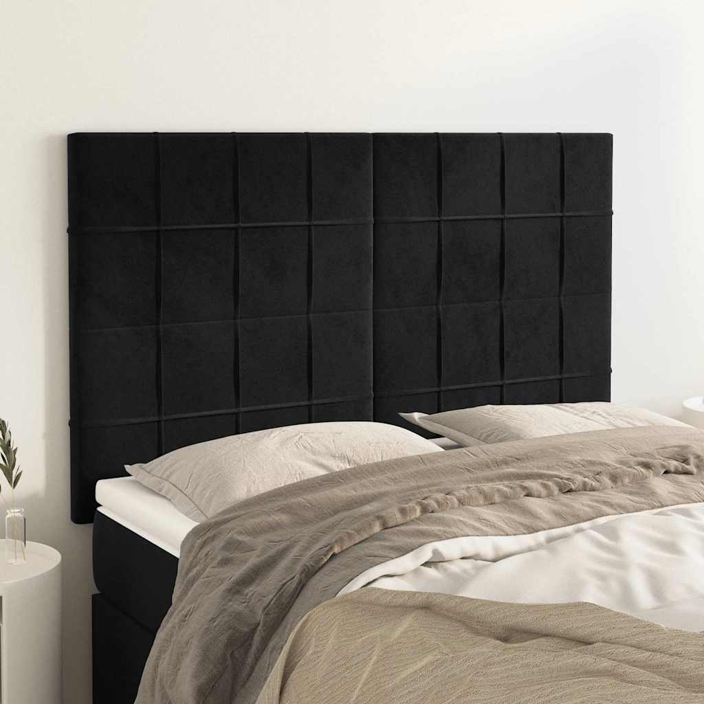 Kopfteil Schwarz 144x5x118/128 cm Samt