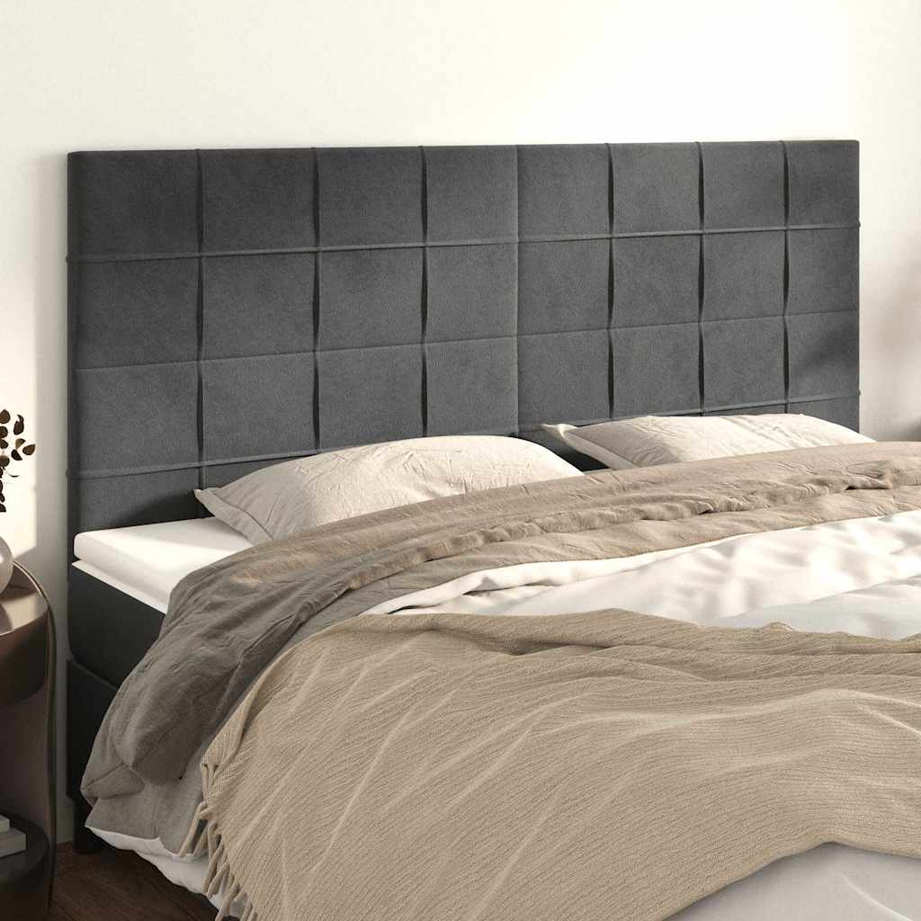Kopfteil Dunkelgrau 160 x 5 x 118/128 cm Samt