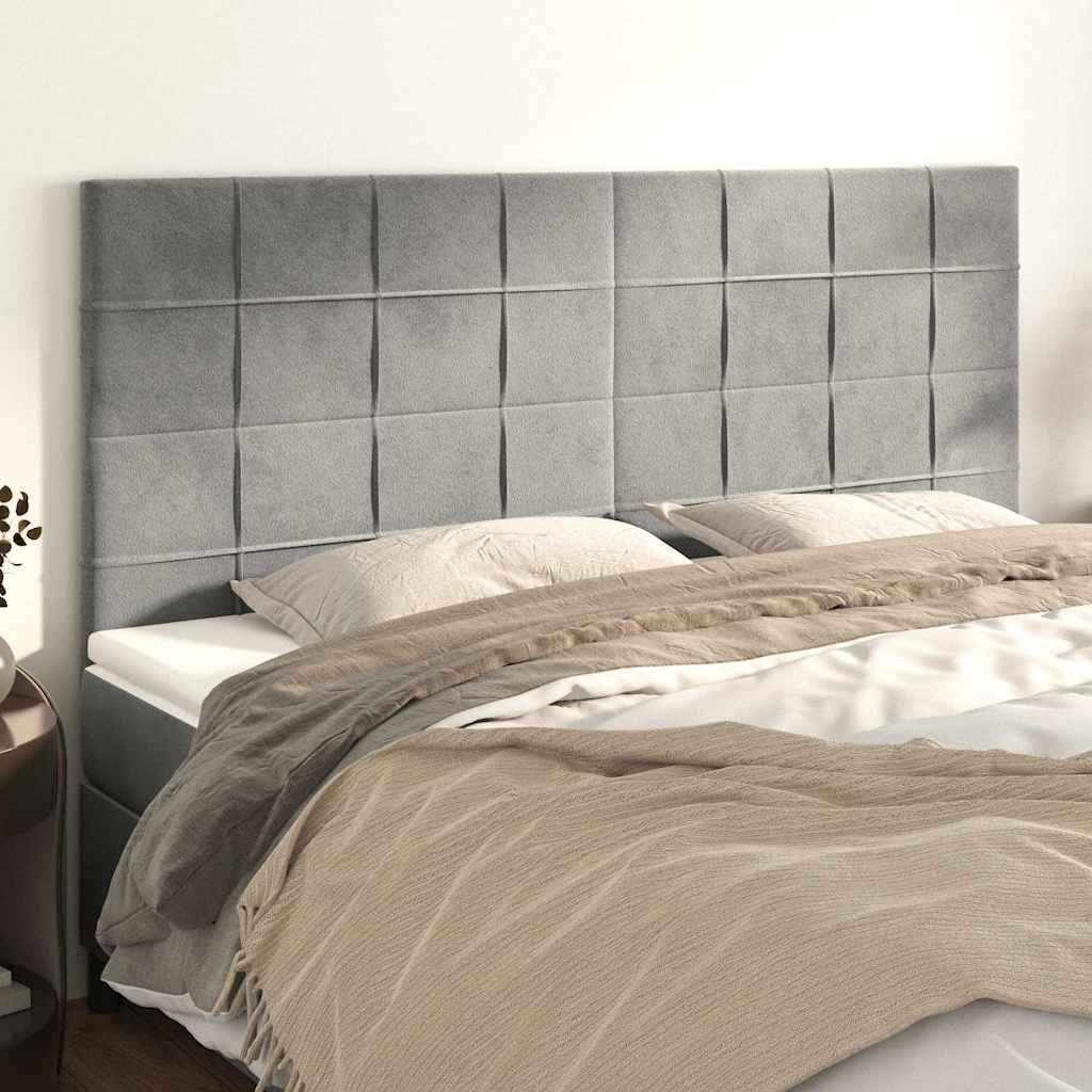 Kopfteil Hellgrau 200 x 5 x 118/128 cm Samt