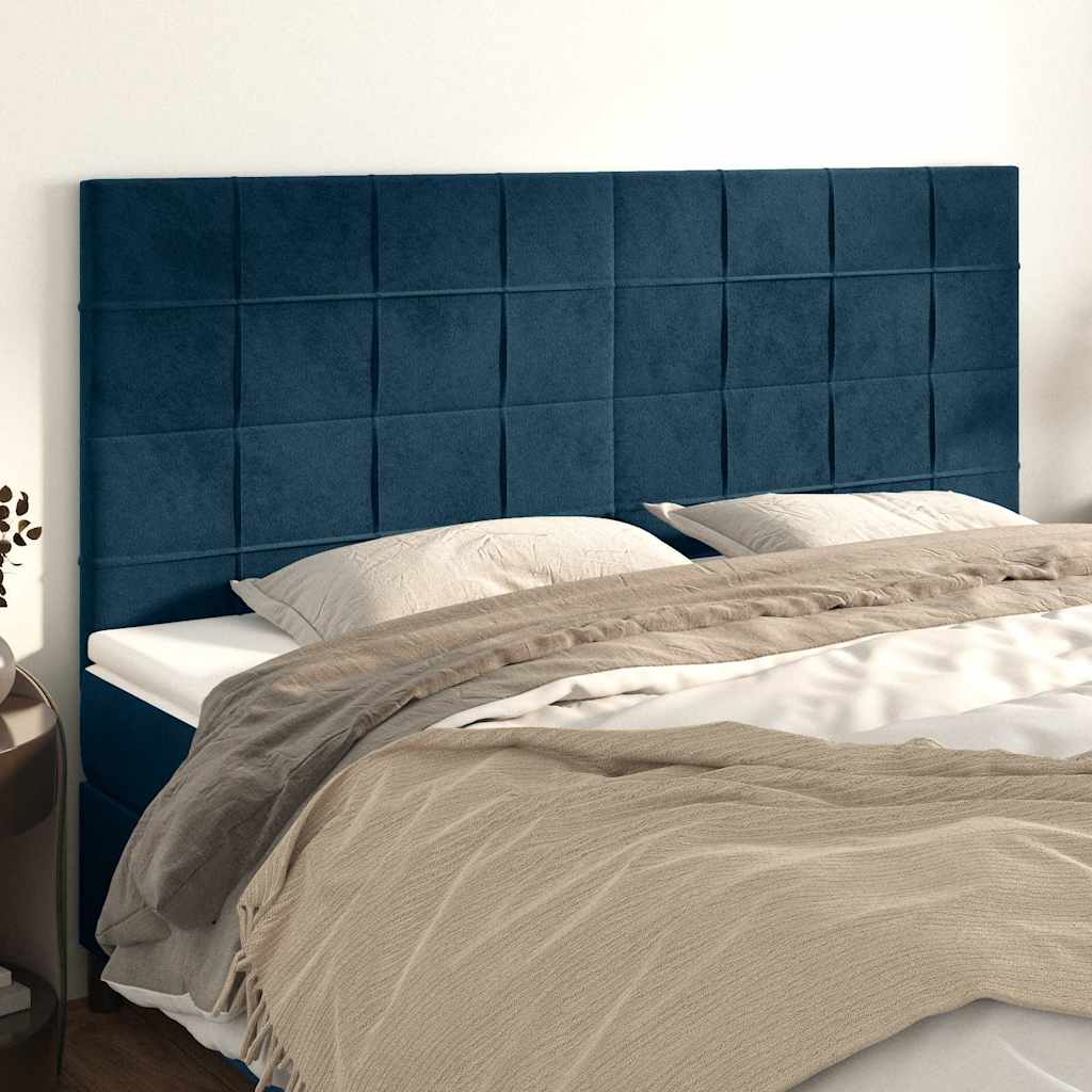Kopfteil Dunkelblau 200 x 5 x 118/128 cm Samt