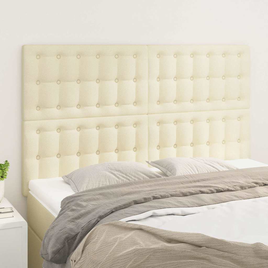Kopfteil Creme 144x5x118/128 cm Kunstleder
