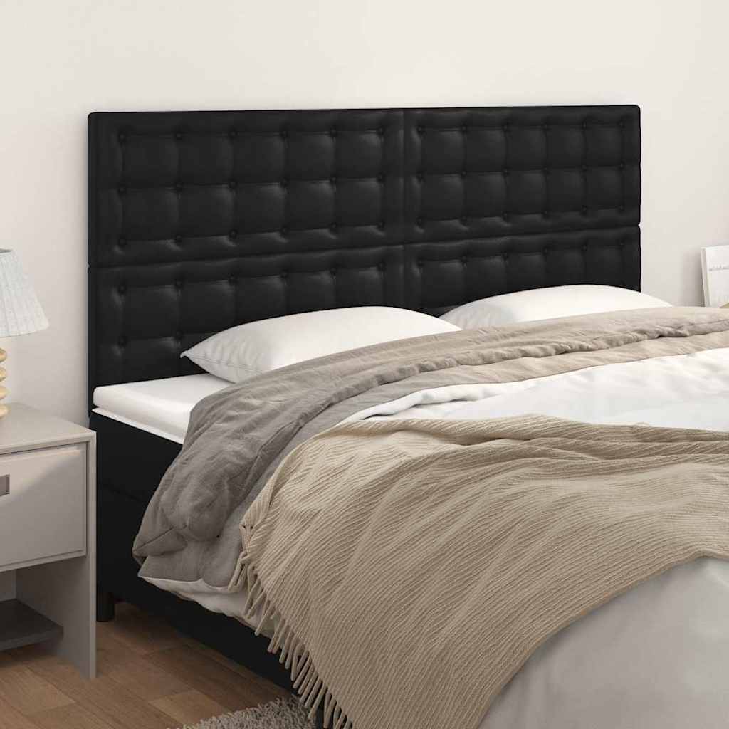 Kopfteil Schwarz 200x5x118/128 cm Kunstleder
