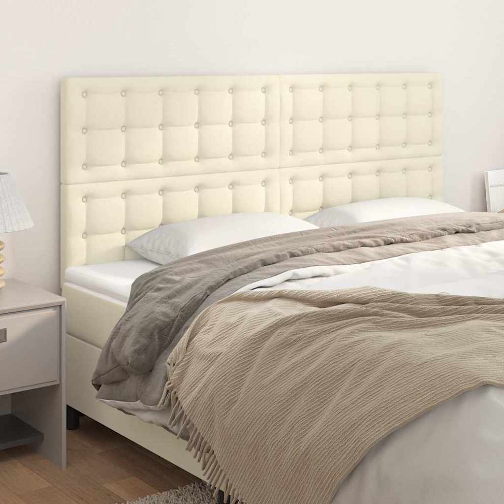 Kopfteil Creme 200x5x118/128 cm Kunstleder