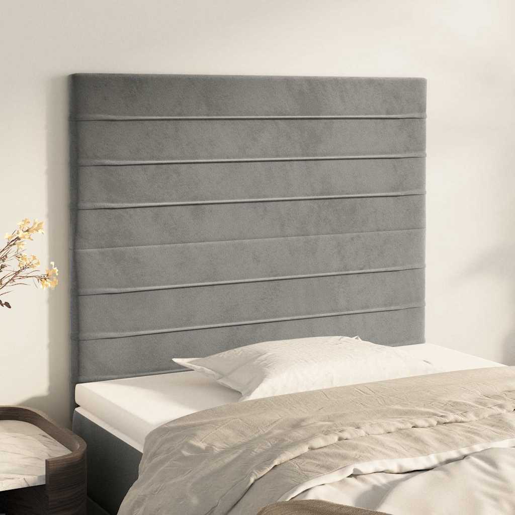 Kopfteil Hellgrau 100 x 5 x 118/128 cm Samt