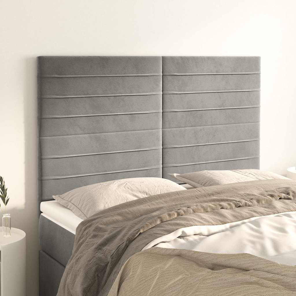 Kopfteil Hellgrau 144x5x118/128 cm Samt