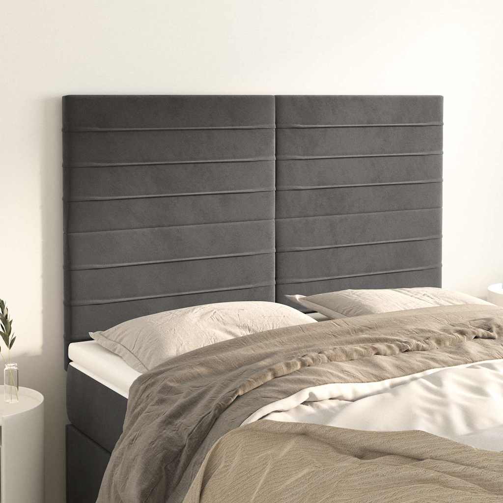 Kopfteil Dunkelgrau 144 x 5 x 118/128 cm Samt