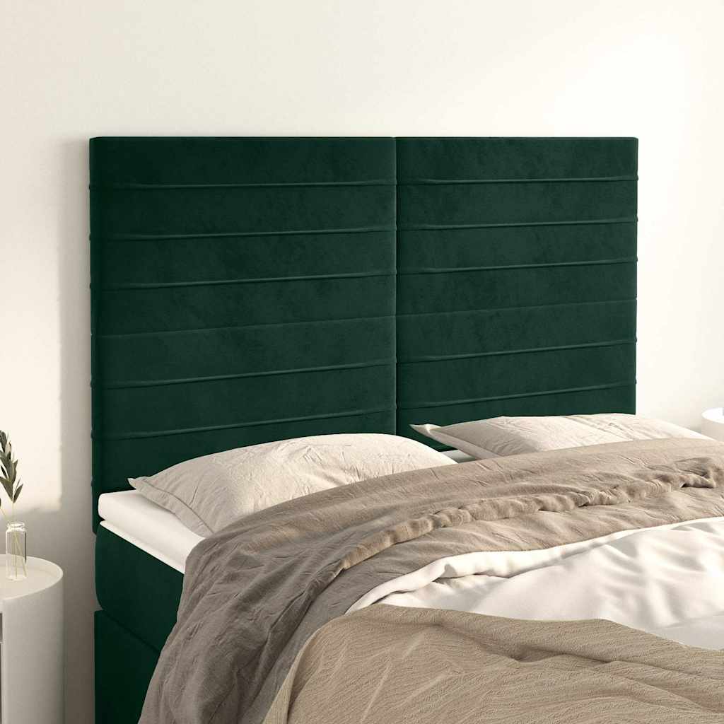 Kopfteil Dunkelgrün 144x5x118/128 cm Samt