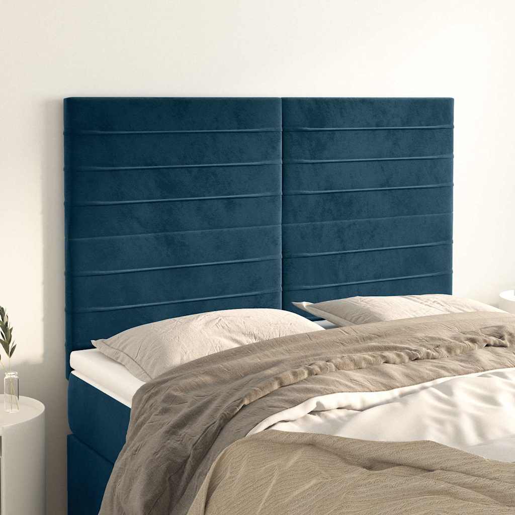 Kopfteil Dunkelblau 144x5x118/128 cm Samt