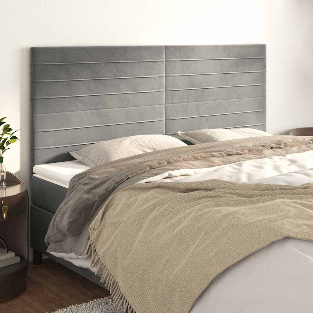 Kopfteil Hellgrau 160 x 5 x 118/128 cm Samt