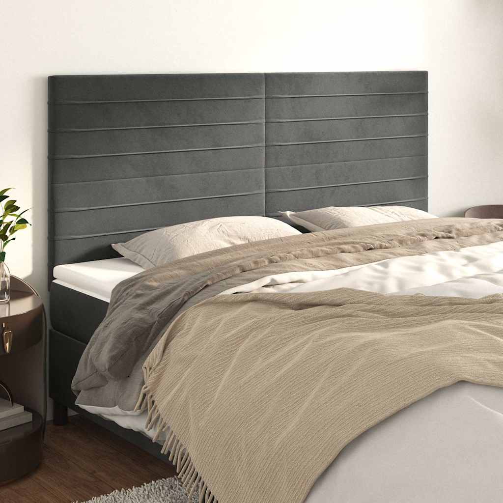 Kopfteil Dunkelgrau 200 x 5 x 118/128 cm Samt