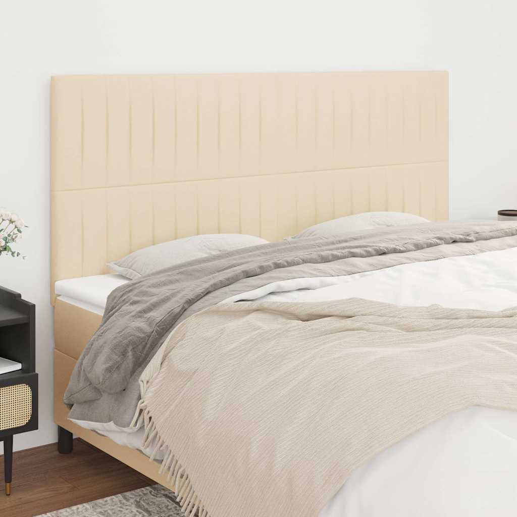 Kopfteil Creme 200 x 5 x 118/128 cm Stoff