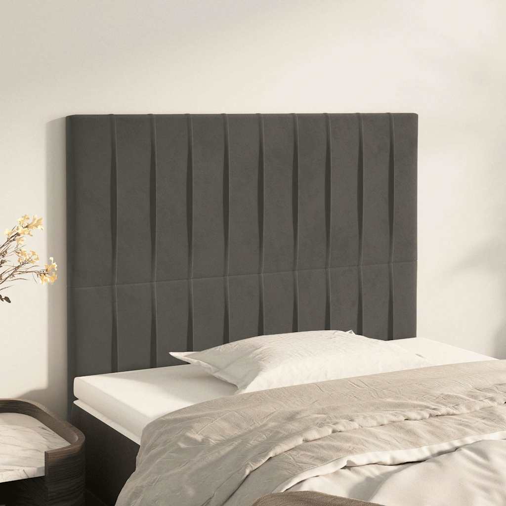 Kopfteil Dunkelgrau 100 x 5 x 118/128 cm Samt