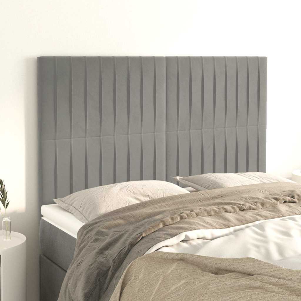 Kopfteil Hellgrau 144x5x118/128 cm Samt
