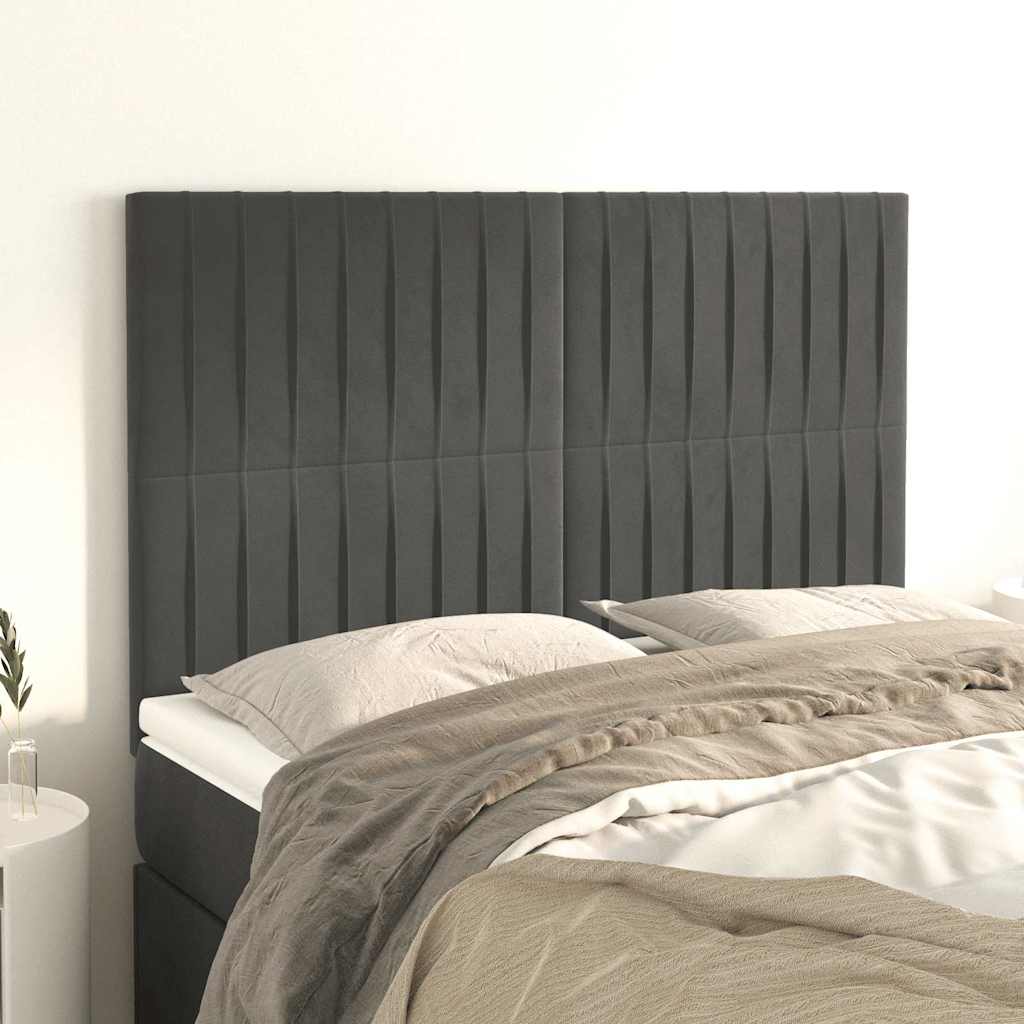 Kopfteil Dunkelgrau 144 x 5 x 118/128 cm Samt