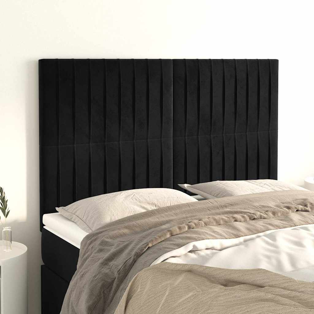 Kopfteil Schwarz 144x5x118/128 cm Samt