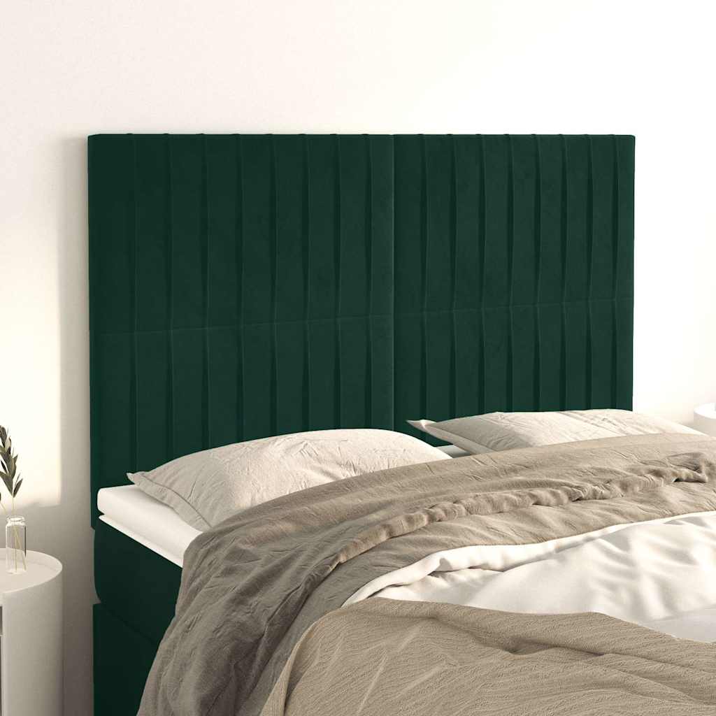 Kopfteil Dunkelgrün 144x5x118/128 cm Samt
