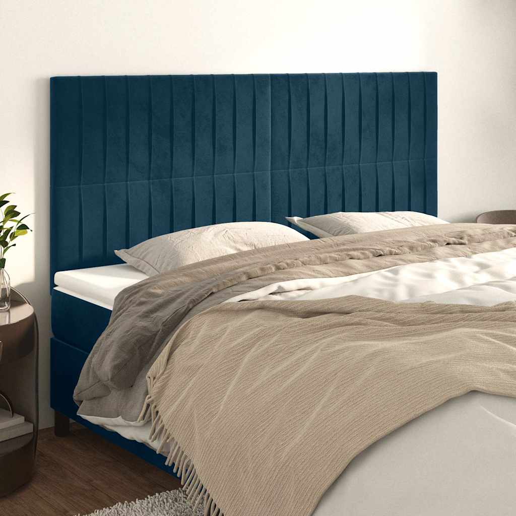 Kopfteil Dunkelblau 160 x 5 x 118/128 cm Samt