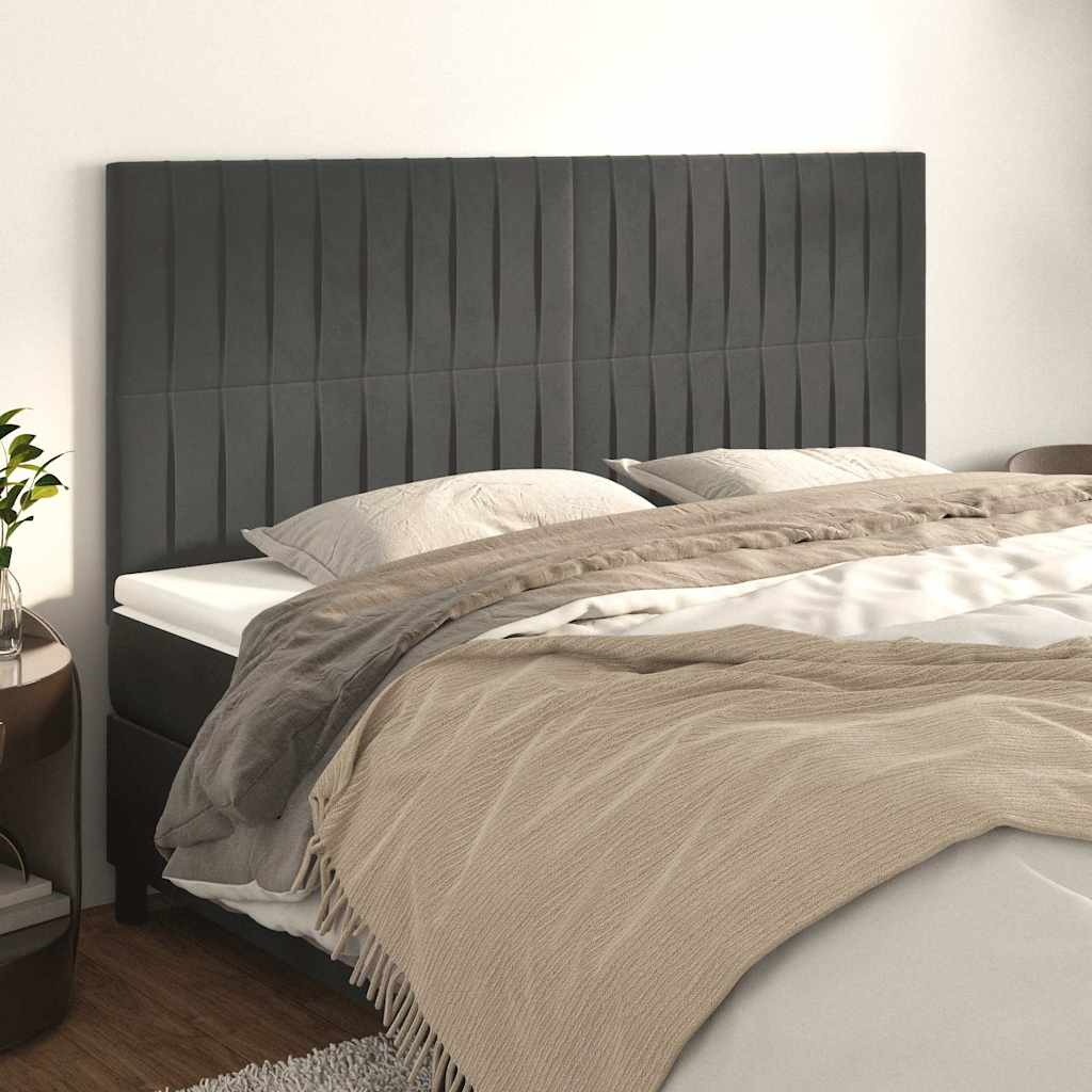 Kopfteil Dunkelgrau 200 x 5 x 118/128 cm Samt
