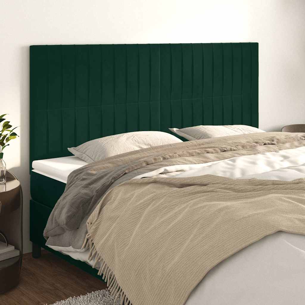Kopfteil Dunkelgrün 200 x 5 x 118/128 cm Samt