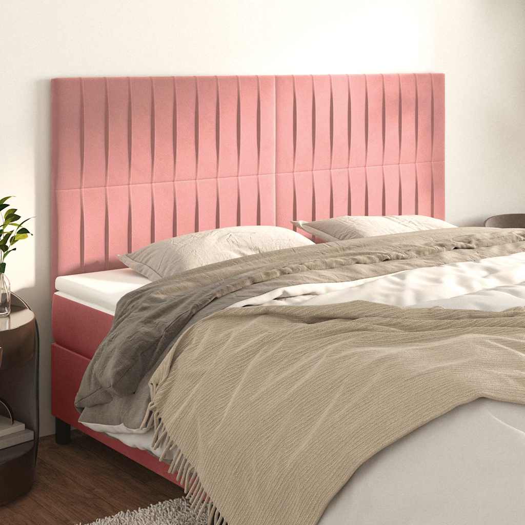 Kopfteil Rosa 200 x 5 x 118/128 cm Samt