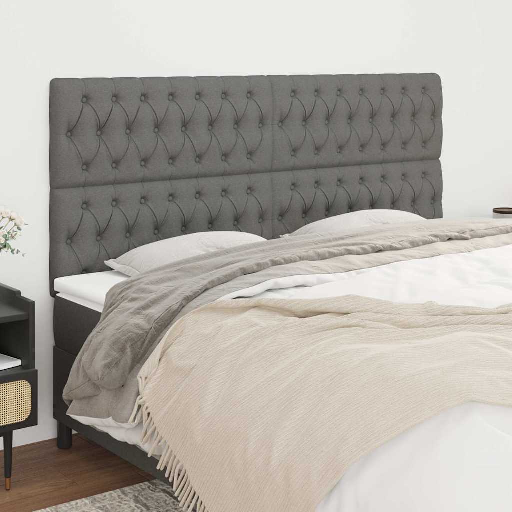 Kopfteil Dunkelgrau 200 x 7 x 118/128 cm Stoff