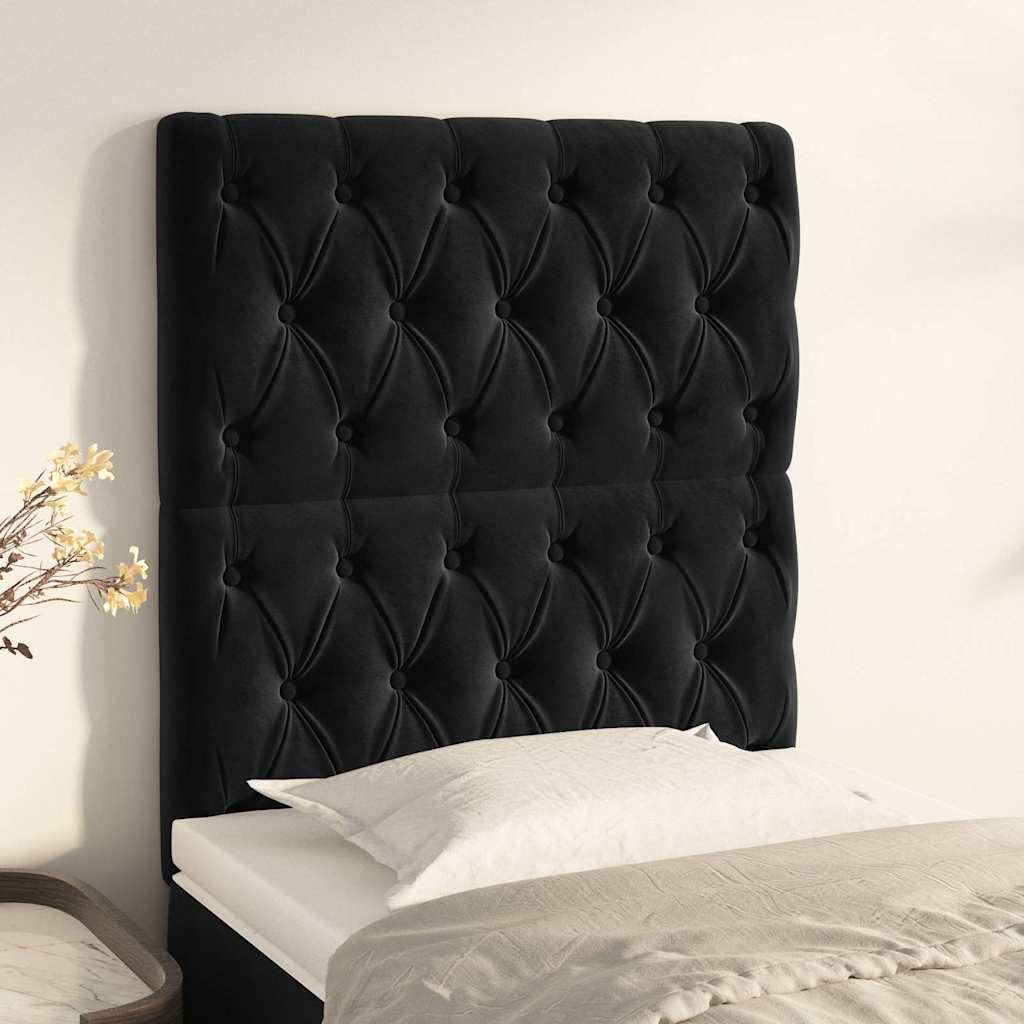Kopfteil Schwarz 80x7x118/128 cm Samt