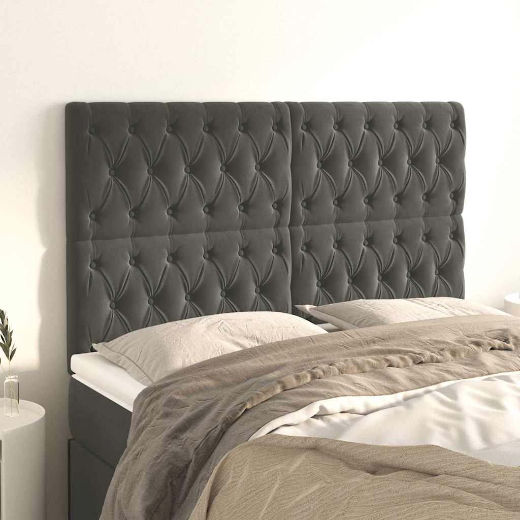 Kopfteil Dunkelgrau 144 x 7 x 118/128 cm Samt