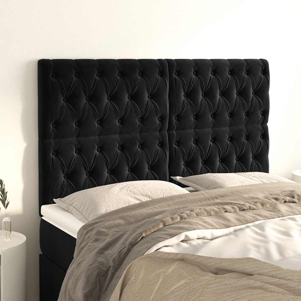Kopfteil Schwarz 160x7x118/128 cm Samt