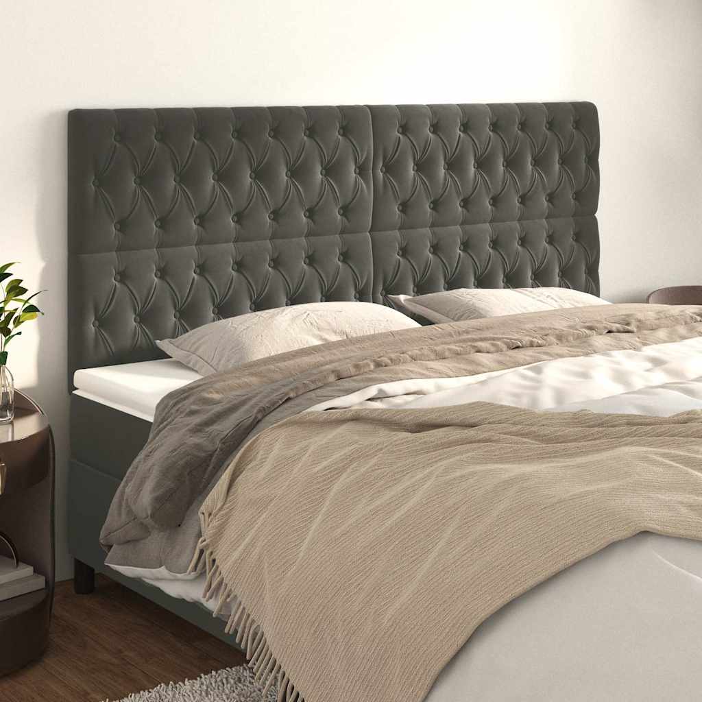 Kopfteil Dunkelgrau 180 x 7 x 118/128 cm Samt