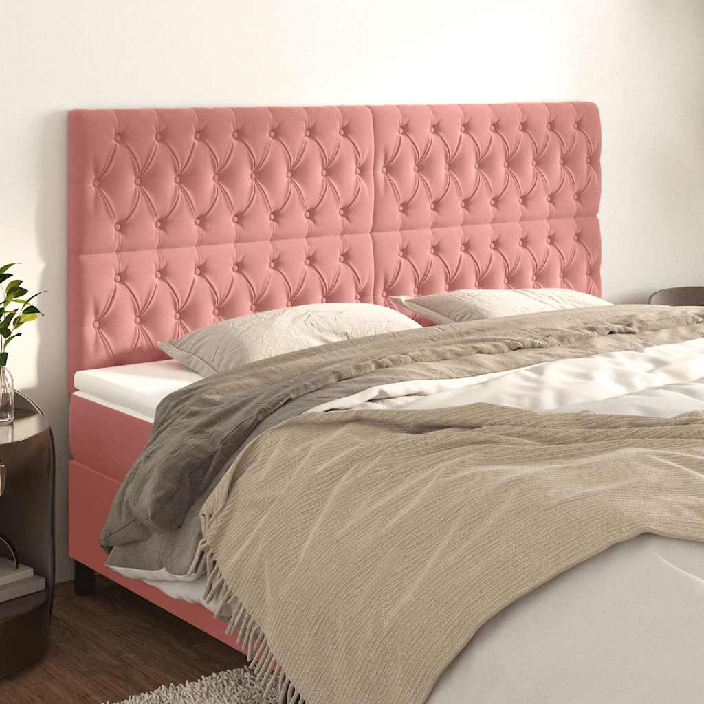 Kopfteil Rosa 200 x 7 x 118/128 cm Samt
