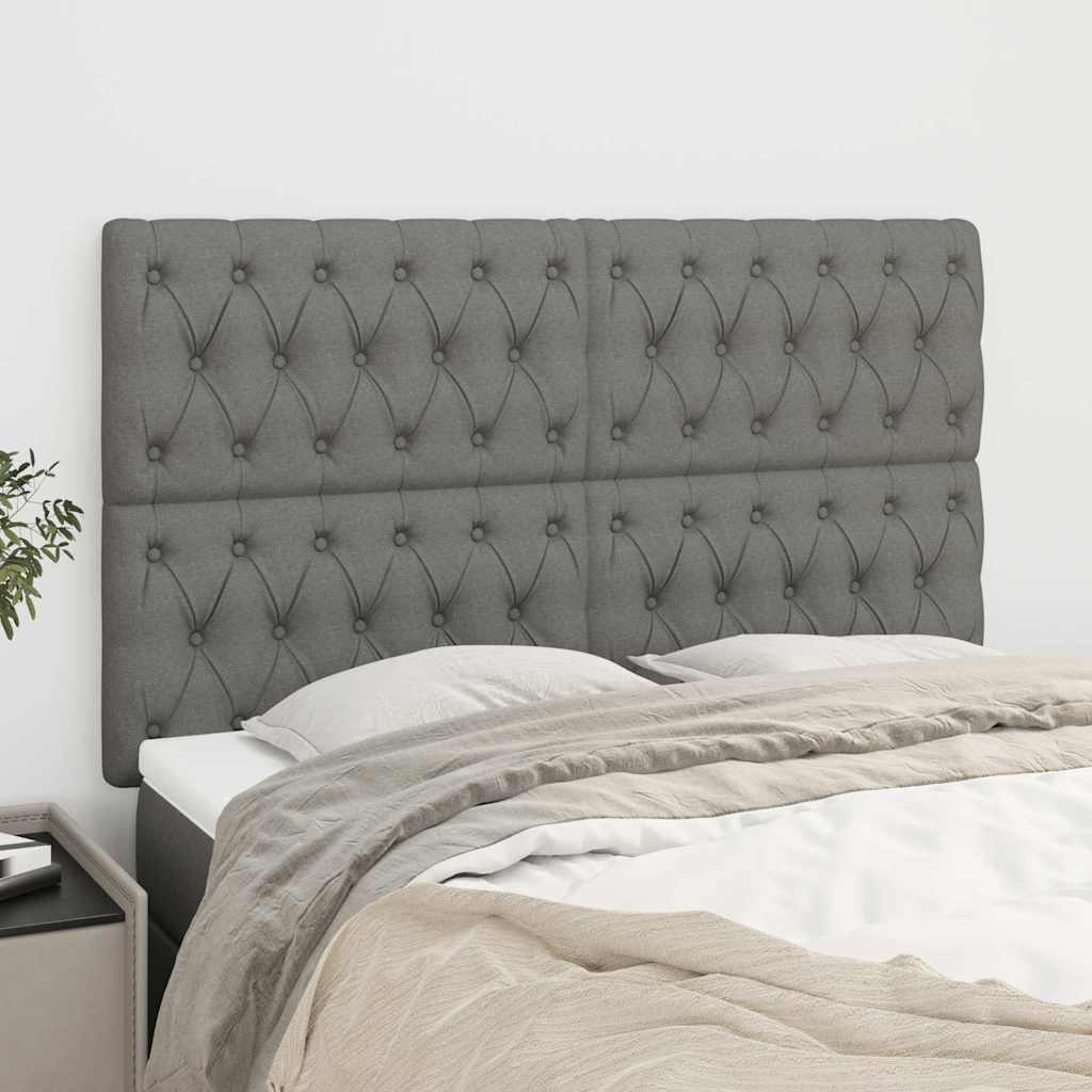 Kopfteil Dunkelgrau 144 x 5 x 118/128 cm Stoff