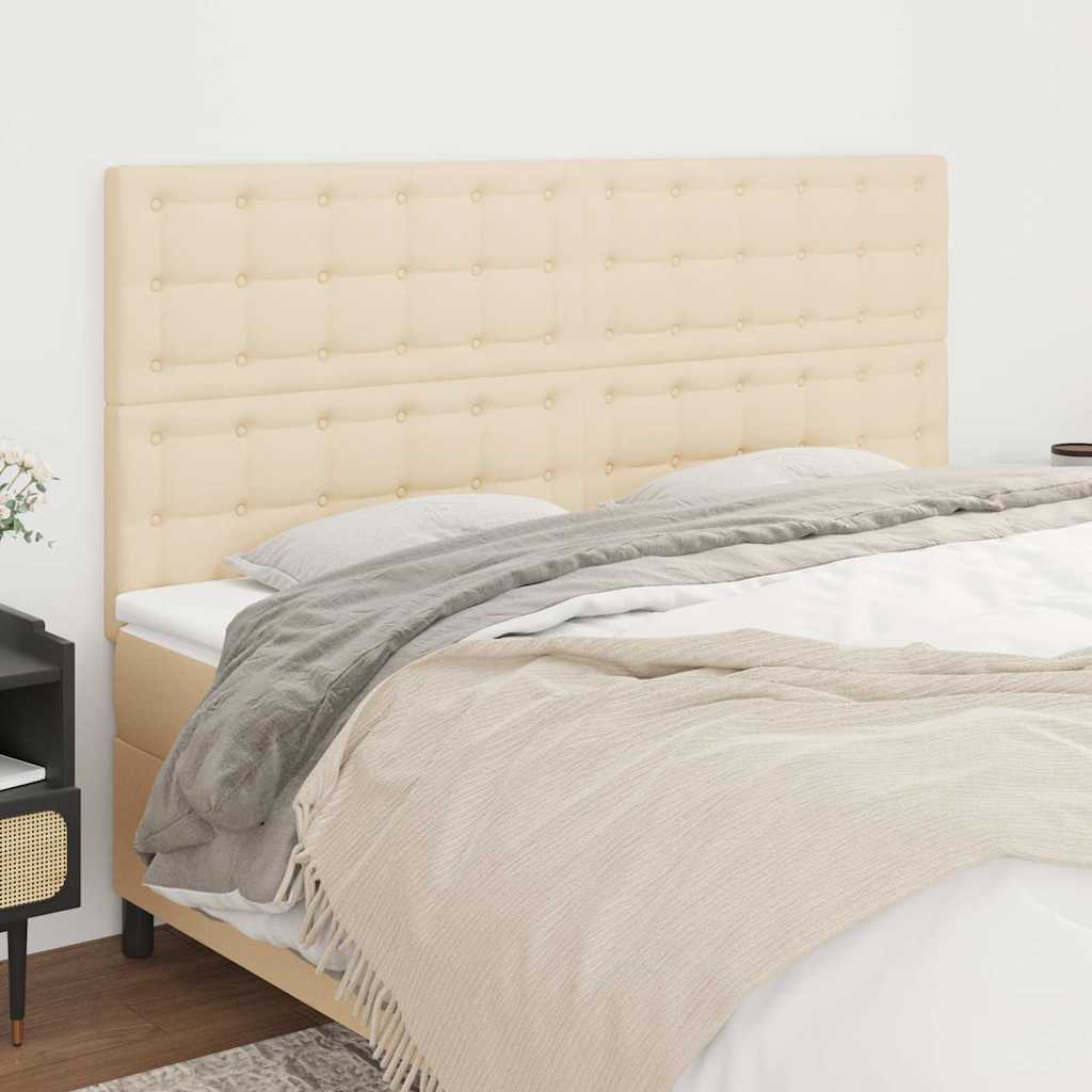 Kopfteil Creme 160x5x118/128 cm Stoff