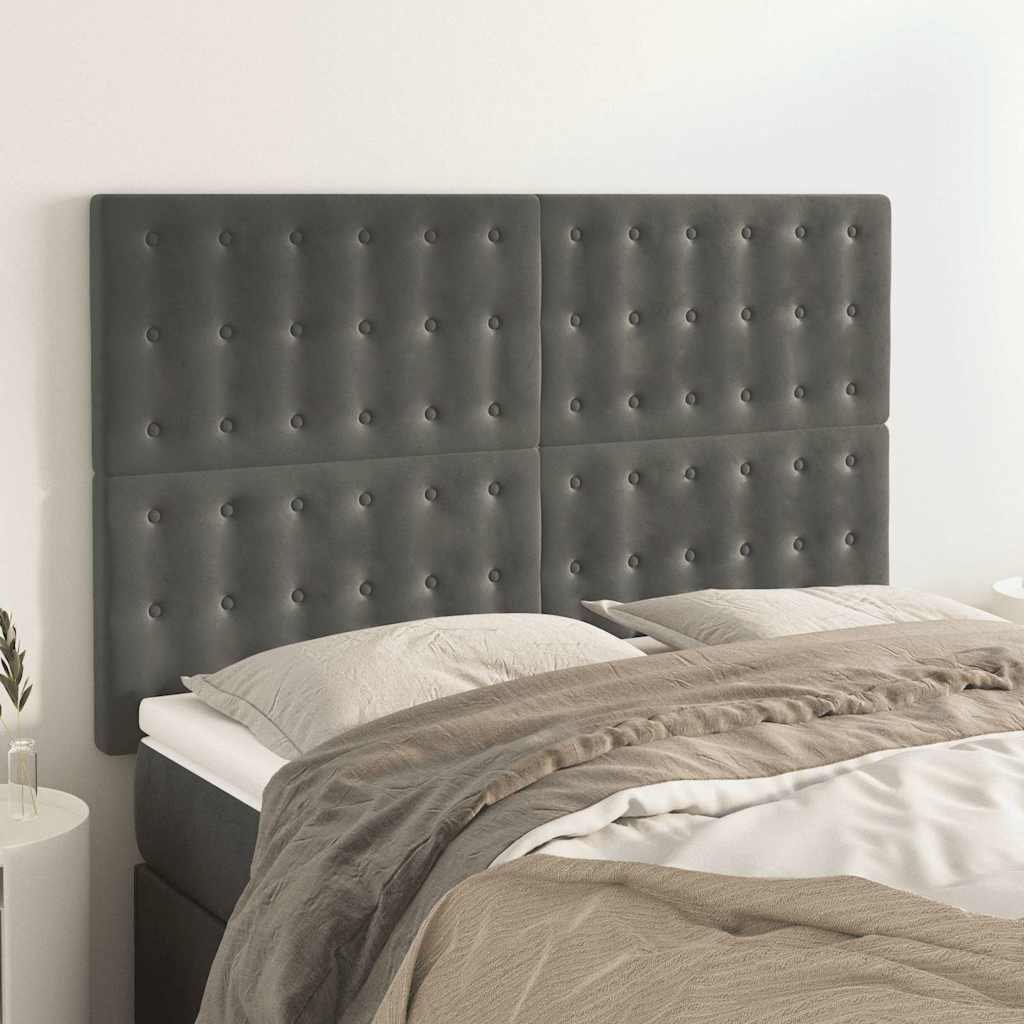 Kopfteil Dunkelgrau 144 x 5 x 118/128 cm Samt